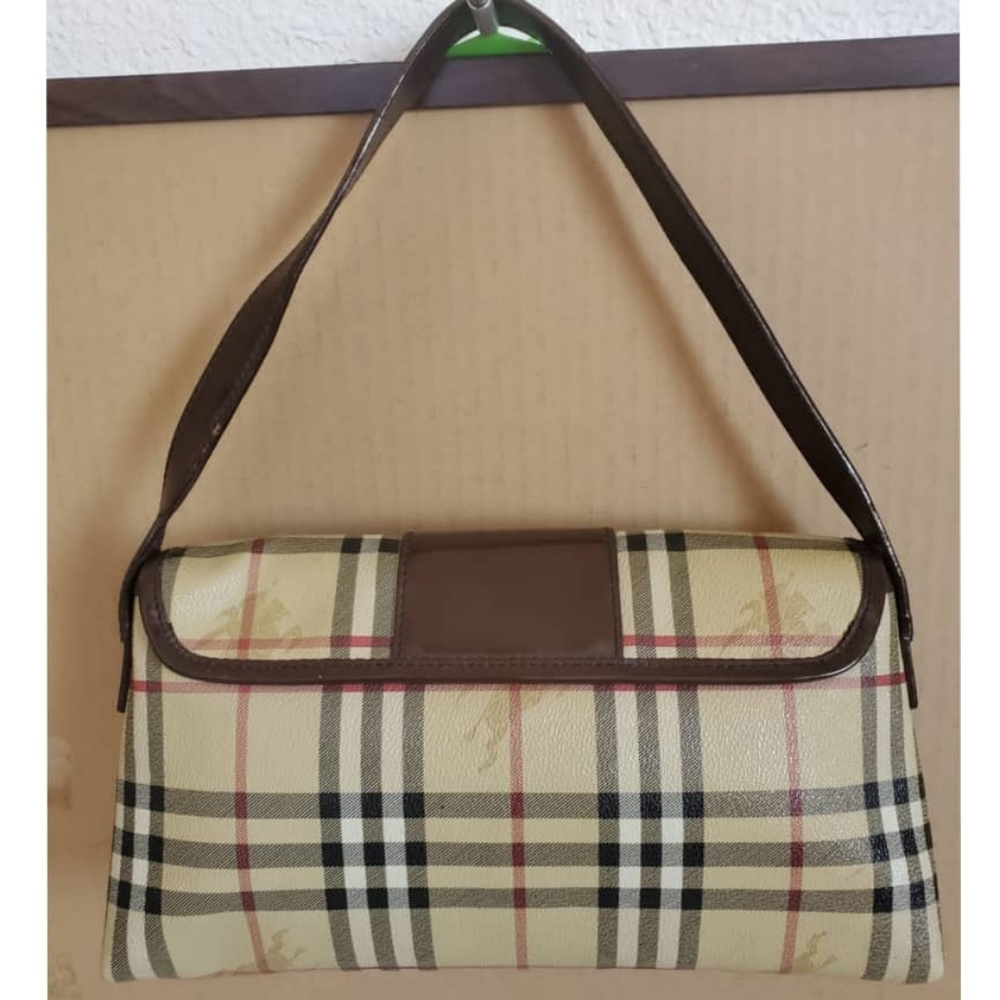 Burberry Haymarket Check PVC Buckle Flap Bag - Picture 2 of 9